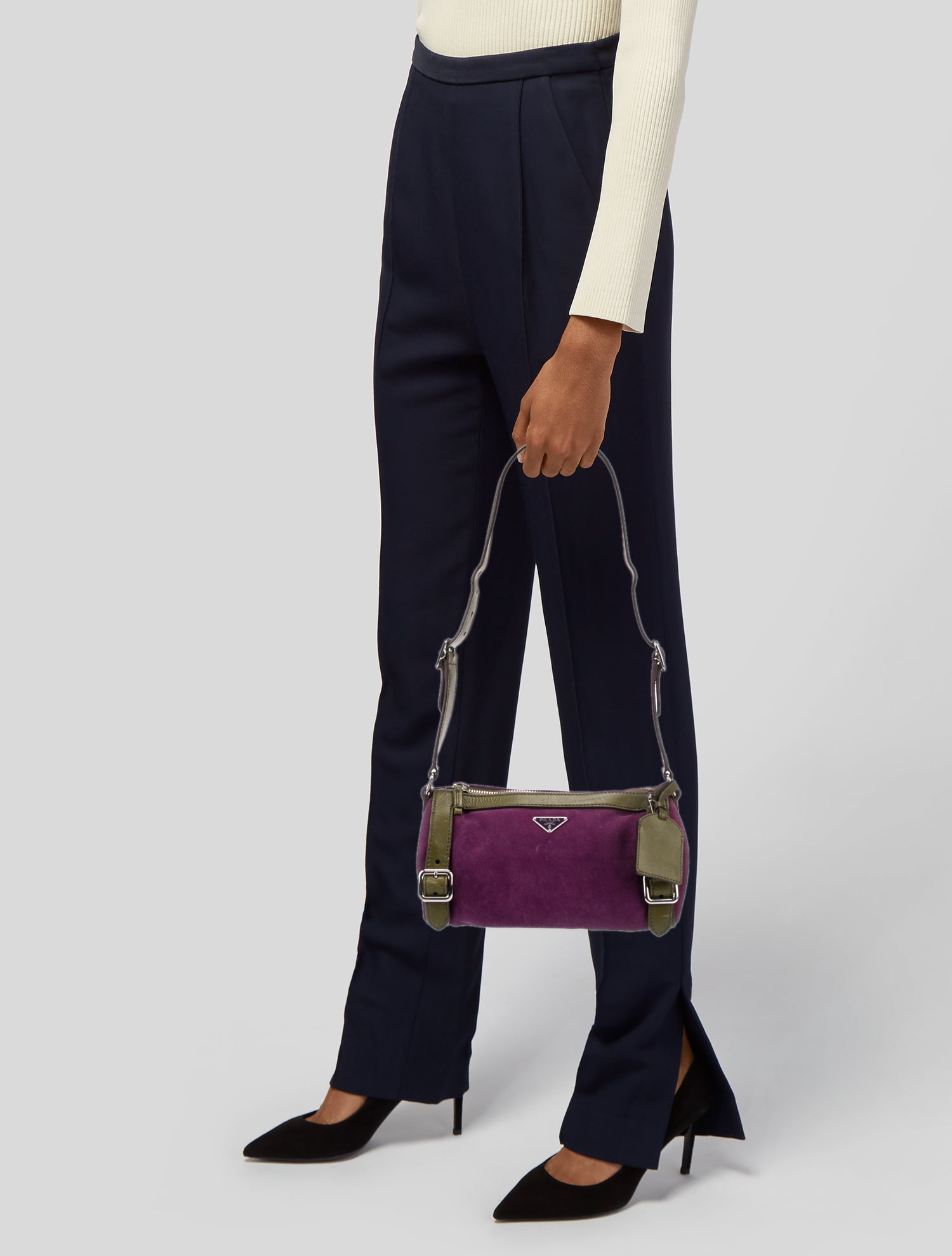 Prada Enameled Metal Triangle Shoulder Bag